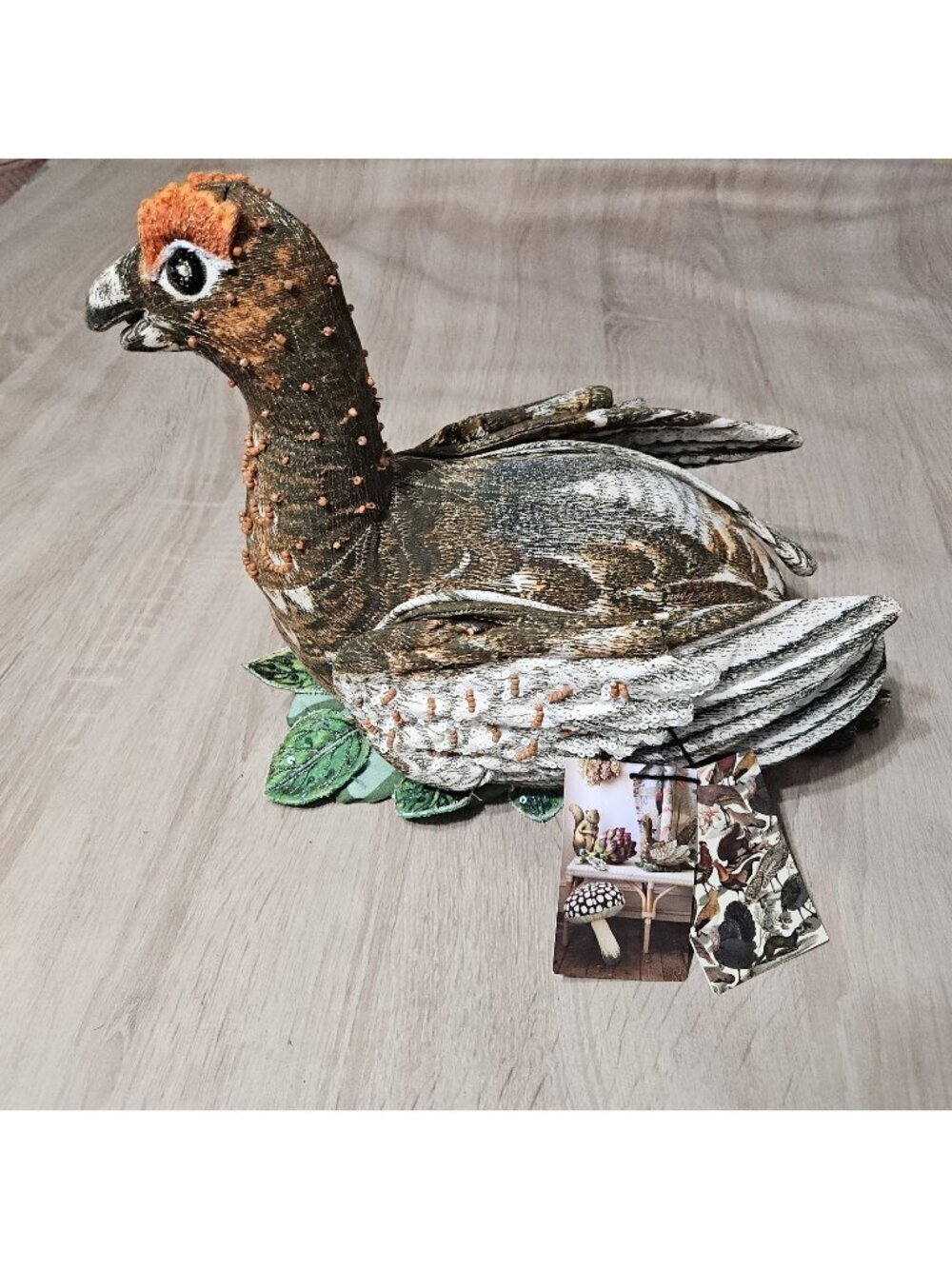 John Derian Target 2025 Fall Shaped Beaded Grouse Bird 11"X15" Pillow NWT
